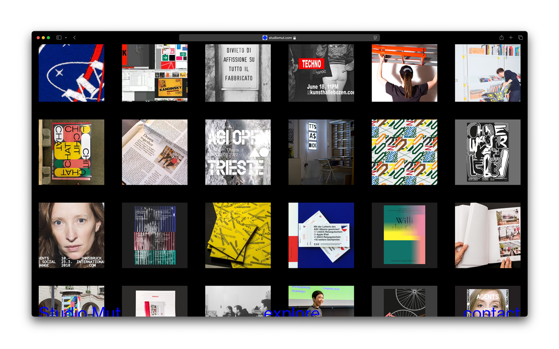 Grid of images through years